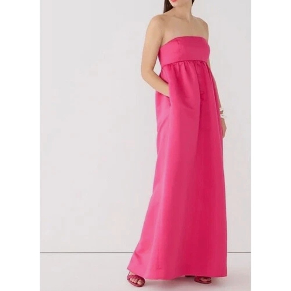 NWT J.Crew Collection Strapless Duchesse Maxi Dress Size 8 Pink Satin Gown‎ Prom